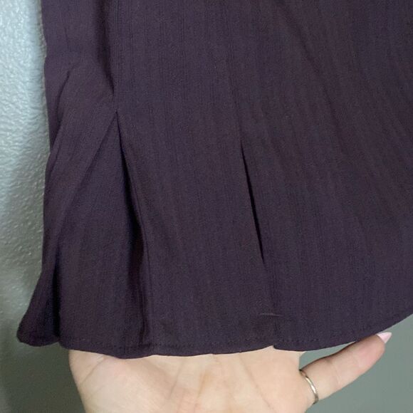 Apostrophe Stretch Tonal Stripe Pleated Hem Skirt Eggplant purple nWT - Picture 6 of 10